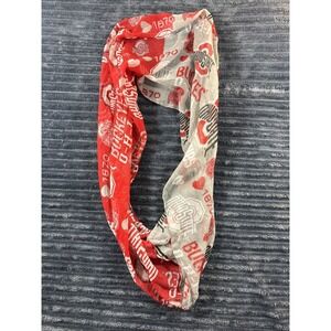 Ohio State Buckeye Infinity Scarf Scarlet/Gray‎ Semi Sheer 36"